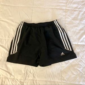 Adidas Black & White 3 stripe athletic shorts